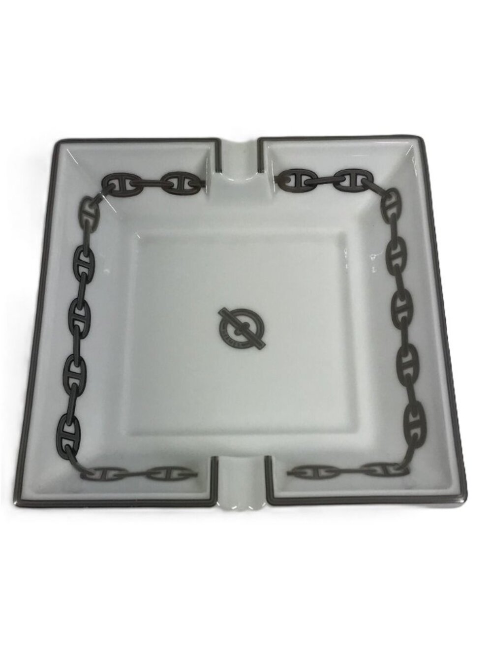 Hermes Ashtray Chaine D'Ancre Logo Pottery White